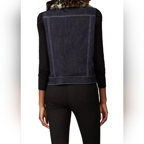 Harvey Faircloth Denim Vest with Faux Fur Collar size Medium - Picture 9 of 12